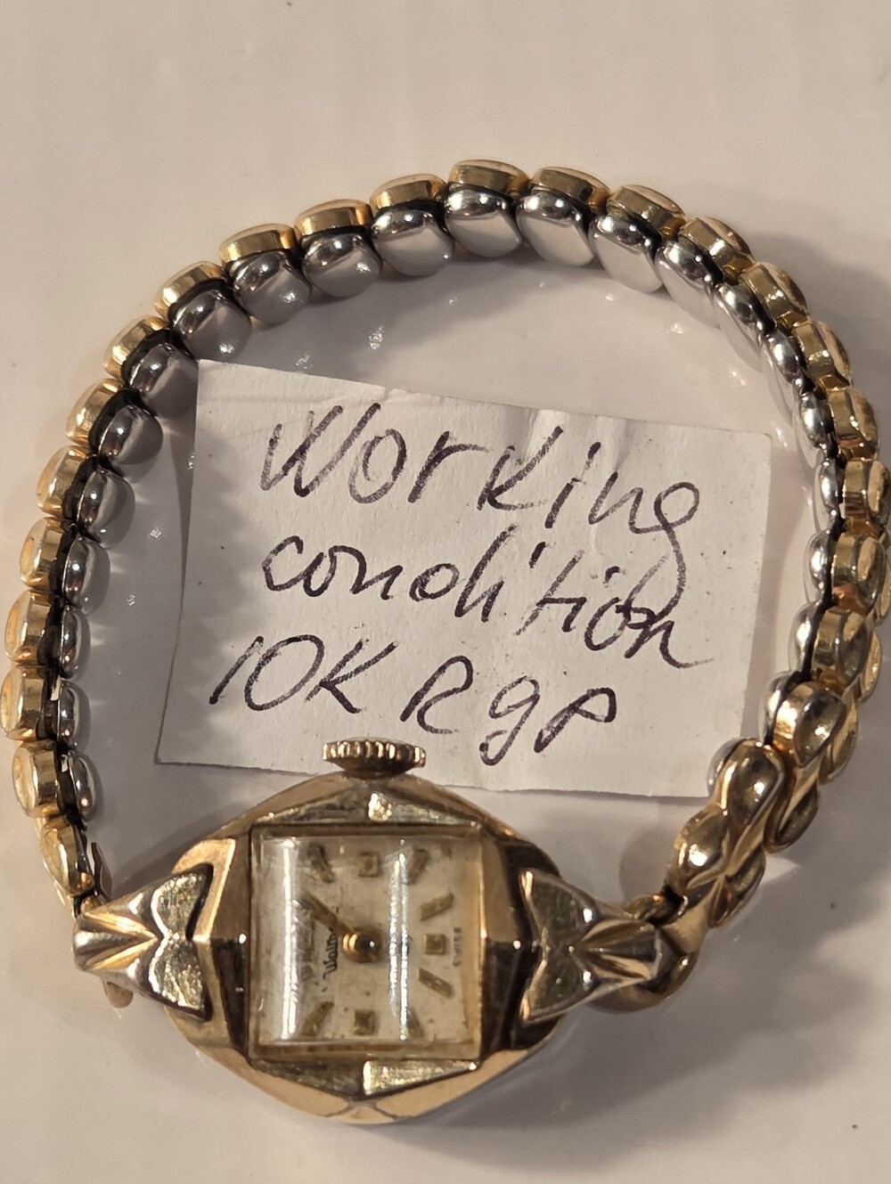 10K Gold Gf Two-Tone Vintage Ladies Bracelet Watch